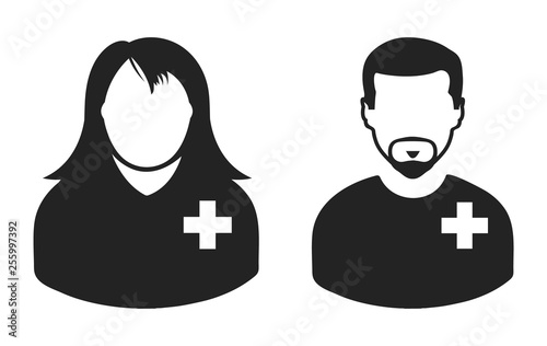 Male and Female Patient Icon. Flat style vector EPS.