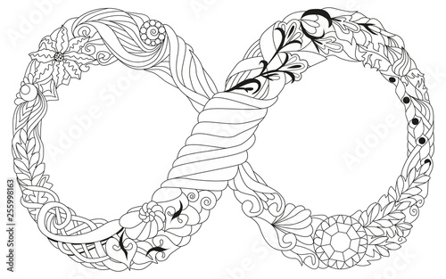 Vector illustration of an infinity symbol zentangle styled