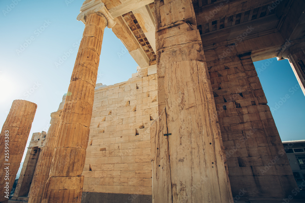Ruins of the ancient greek historical monument - Parthenon viewed from the inside. Parthenon is a part of Athenian Acropolis in Athens, Greece. Ruins of the ancient greek historical monument - Parthenon viewed from the inside. Parthenon is a part of Athenian Acropolis in Athens, Greece.