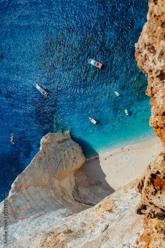Shipwreck navagio beach in cove on Greek Zakynthos Island