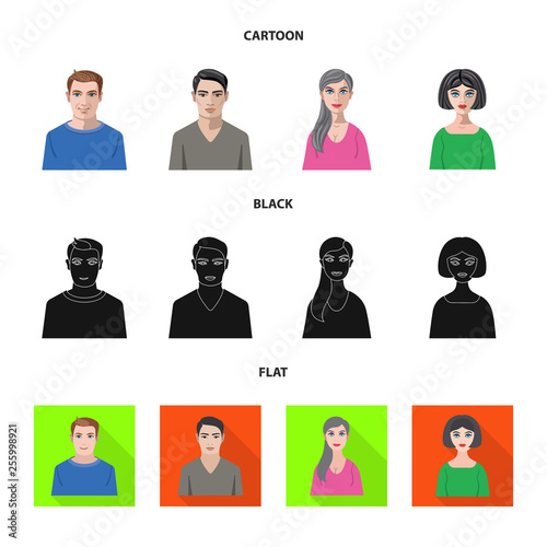 Vector design of hairstyle and profession  symbol. Collection of hairstyle and character  stock vector illustration.