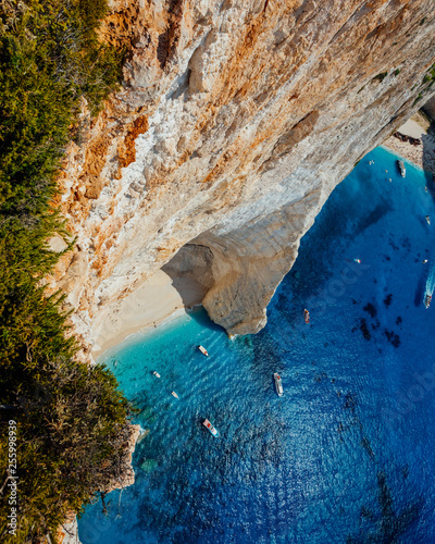 Fototapeta Naklejka Na Ścianę i Meble -  Shipwreck navagio beach in cove on Greek Zakynthos Island