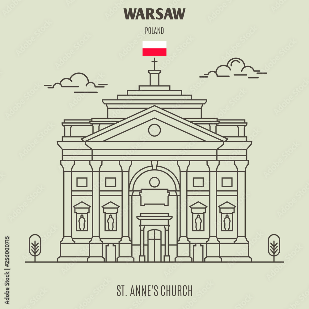 St. Anne's Church in Warsaw, Poland. Landmark icon