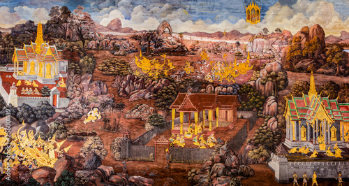 Photography The mural paintings which depict the story of the Ramakien at the surroundings w