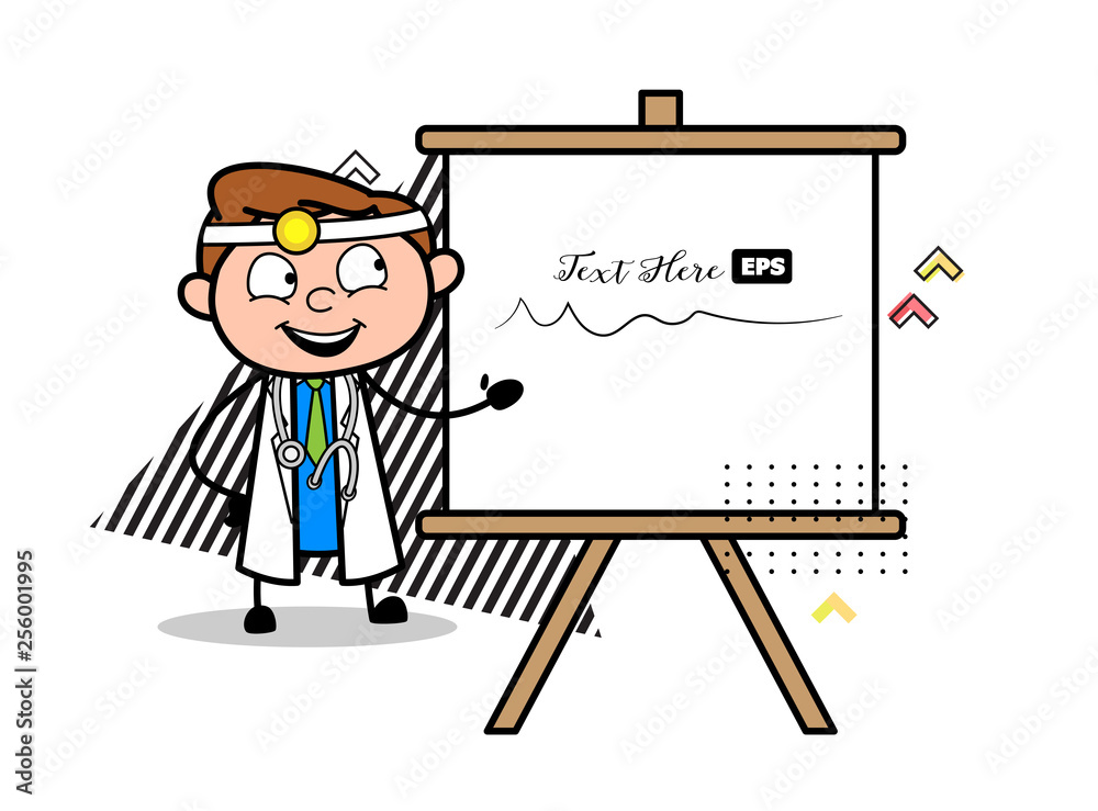 Cartoon Young Doctor with Presentation Board Vector Cartoon Young Doctor with Presentation Board Vector