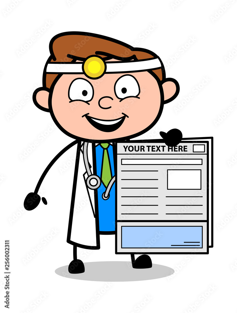 Cartoon Doctor Showing a Report Vector Illustration Cartoon Doctor Showing a Report Vector Illustration