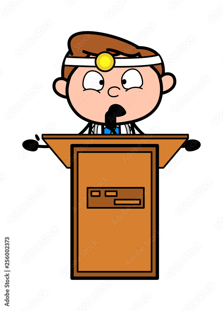 Cartoon Doctor Giving a Speech in Seminar Vector Illustration Cartoon Doctor Giving a Speech in Seminar Vector Illustration