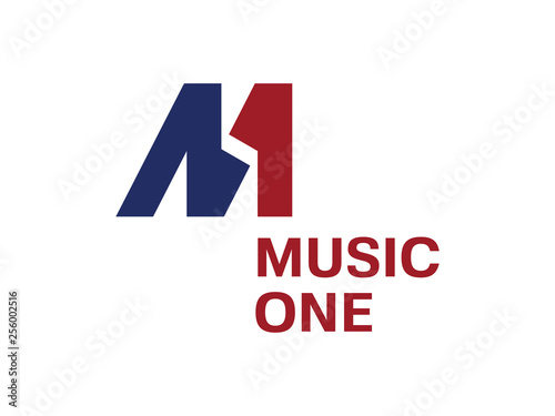 Free Download Modern professional monogram M ONE in red and blue theme - GFXLoad