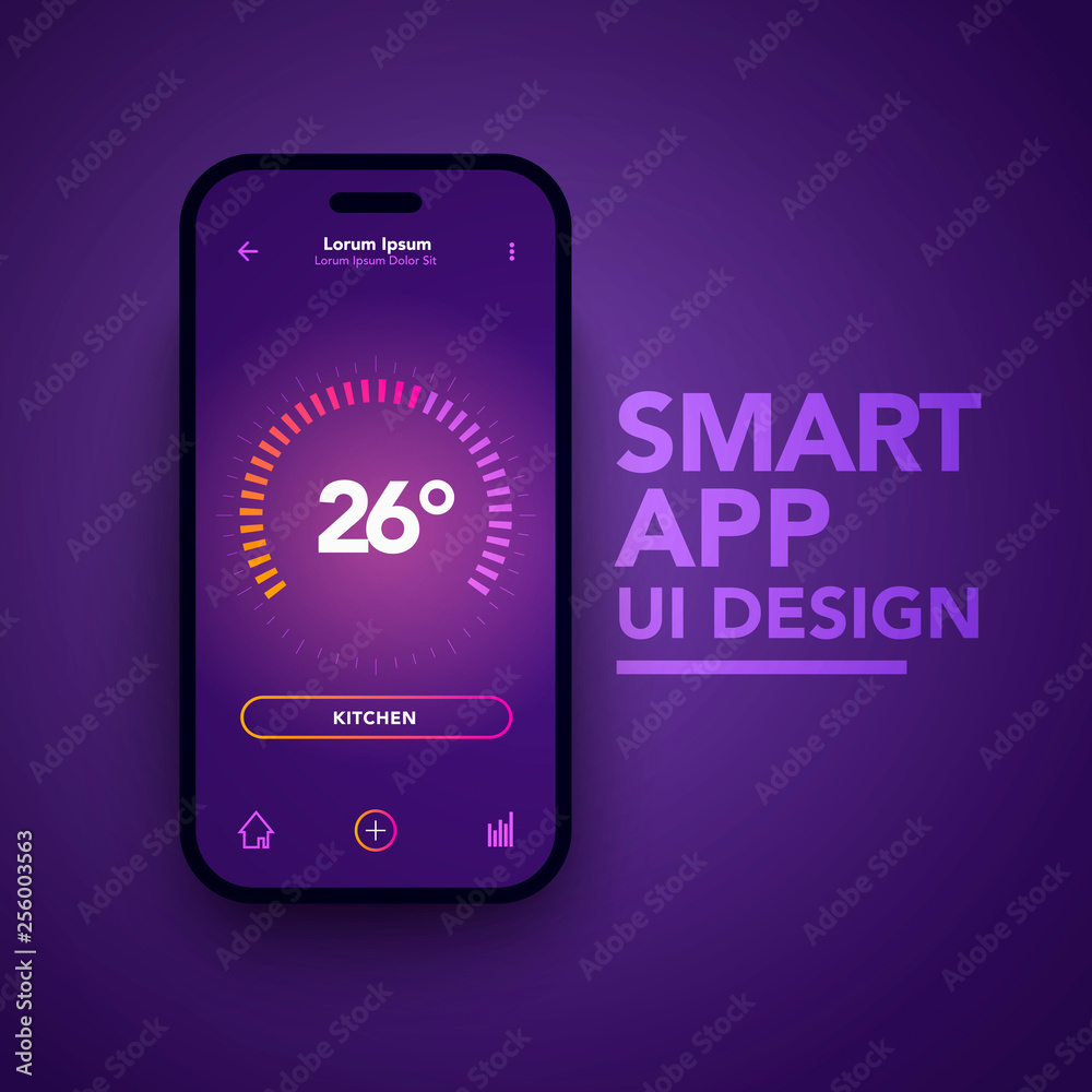 Vector Illustration Dashboard UI And UX Temperature Control Center Design. Smart Home App Template. Vector Illustration Dashboard UI And UX Temperature Control Center Design. Smart Home App Template.