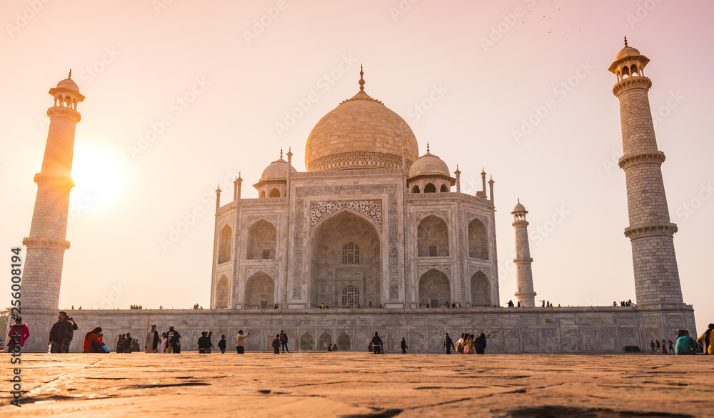 Famous Taj Mahal in Agra - India. Muslim mausoleum / tomb