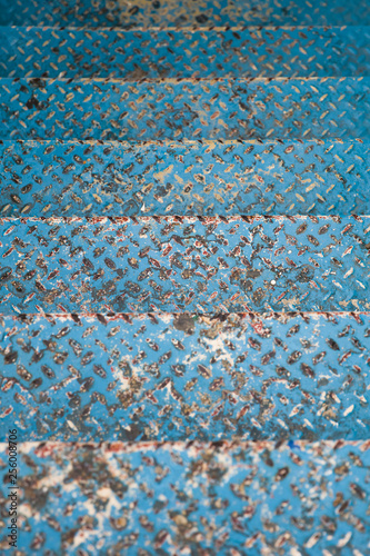 Old blue metal stairs backdrop