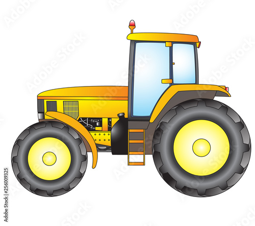 Tractor. Object isolated on white background.Vector print.