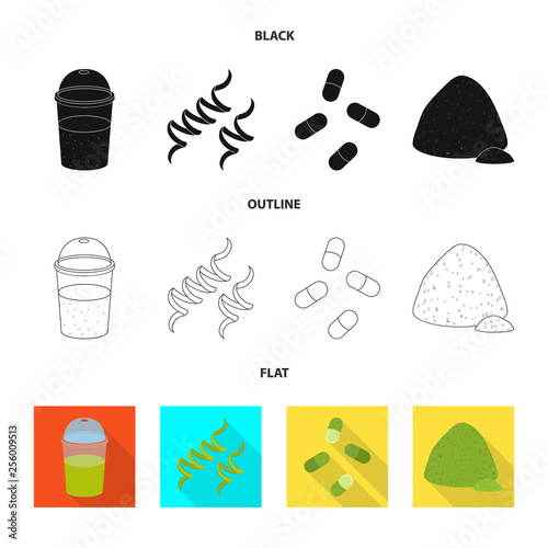Vector illustration of protein and sea icon. Collection of protein and natural stock symbol for web.