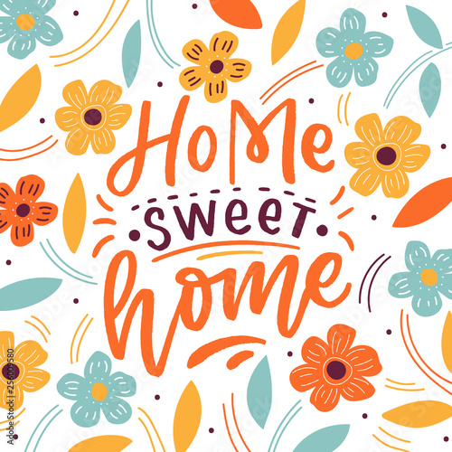 Hand drawn lettering phrase home sweet home for card, print, textile, poster. Vector isolated lettering.