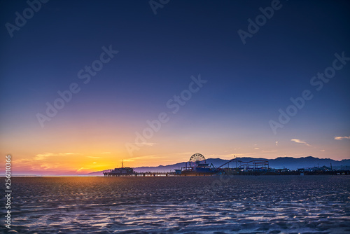 colorful sunset in santa monica california