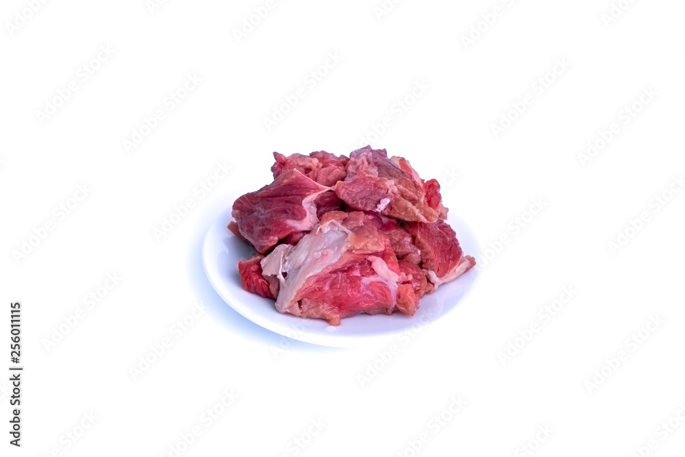 Fresh raw beef steak isolated on white background with selective focus Fresh raw beef steak isolated on white background with selective focus