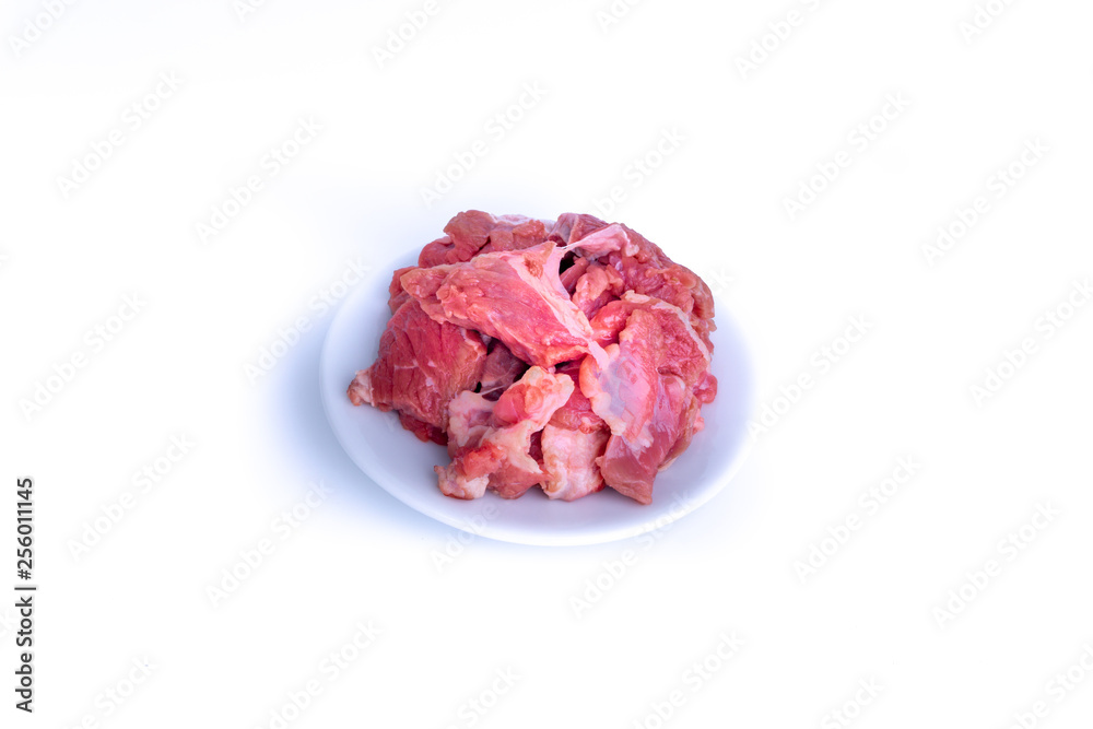 Fresh raw beef steak isolated on white background with selective focus Fresh raw beef steak isolated on white background with selective focus