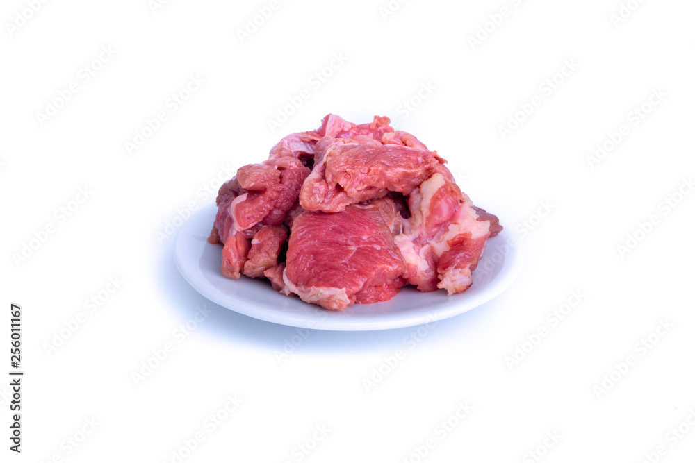 Fresh raw beef steak isolated on white background with selective focus Fresh raw beef steak isolated on white background with selective focus