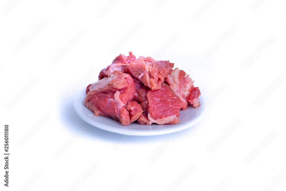 Fresh raw beef steak isolated on white background with selective focus Fresh raw beef steak isolated on white background with selective focus