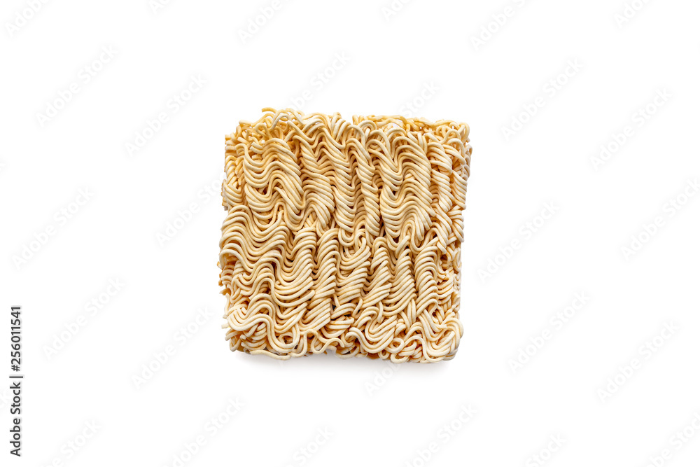 instant noodles is one on a white background with copy space, Quick cooking instant noodles is one on a white background with copy space, Quick cooking