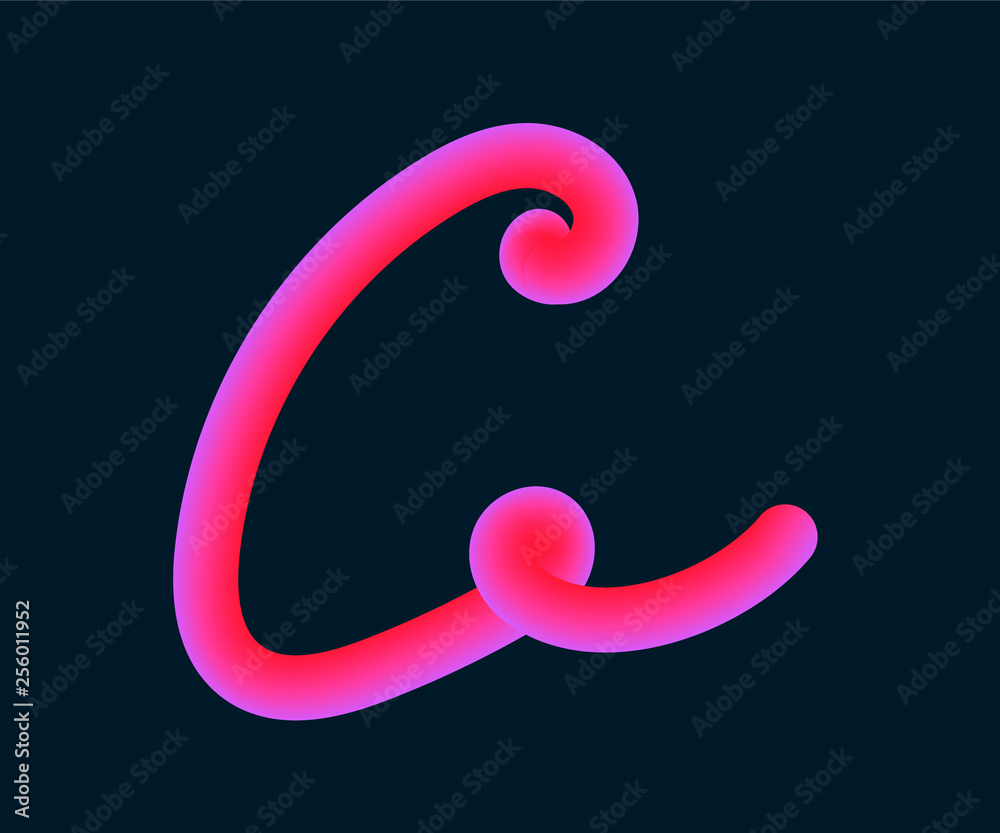 3D Vector tube of the letter C. Calligraphy vector illustration. 3D Vector tube of the letter C. Calligraphy vector illustration.