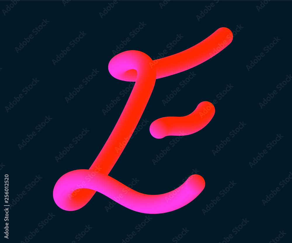 3D Vector tube of the letter E. Calligraphy vector illustration. 3D Vector tube of the letter E. Calligraphy vector illustration.