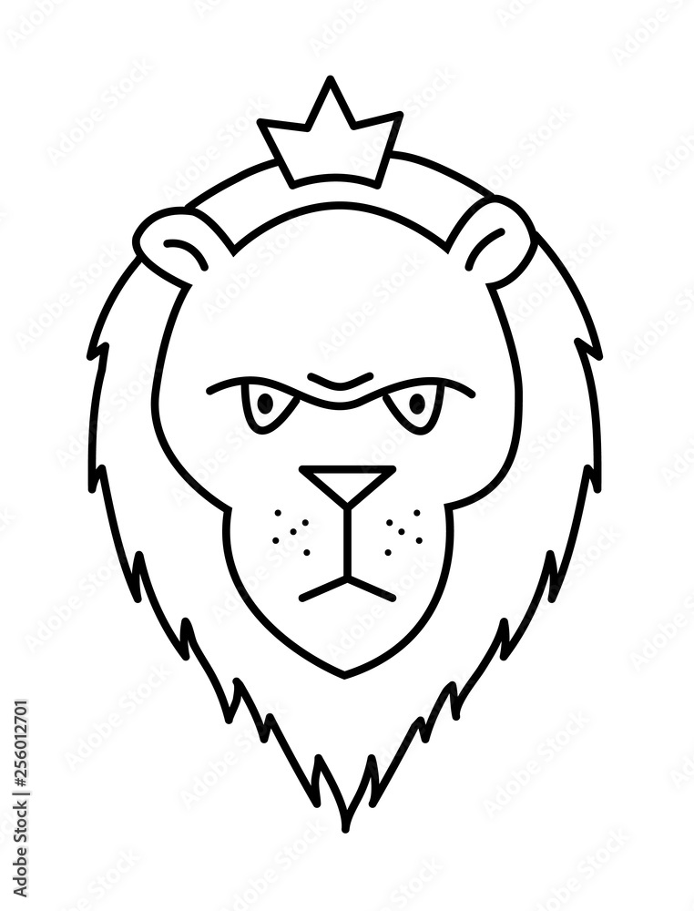 Obraz premium Linear vector illustration of a lion in cartoon style