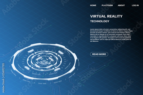 UI Futuristic Isometric 3D Technology Big Data Communication Transfer Concept. Scifi Display Gadget Virtual Reality Monitoring System Element For Web, Game, App Illustration