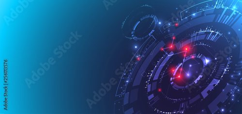 Abstract technology concept. Circuit board, high computer color background. Vector illustration