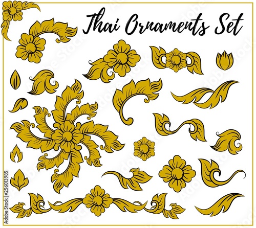 Thai Decorative elements vector set