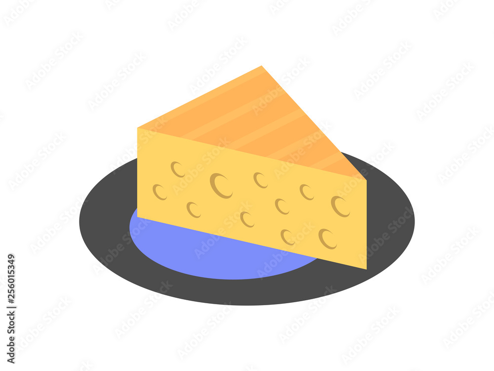 Triangular piece of cheese with holes icon. Vector illustration Triangular piece of cheese with holes icon. Vector illustration