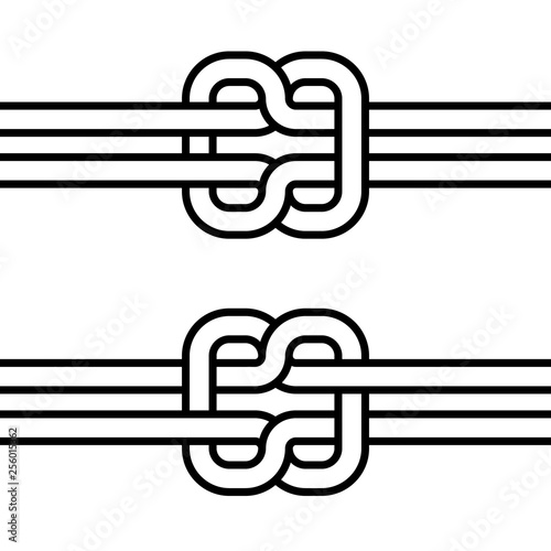 Marine self-tie knot vector double knot concept of cohesion and teamwork
