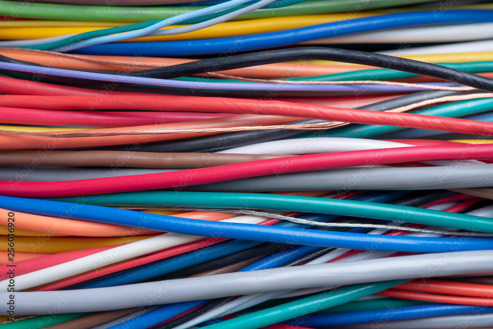 Colored electrical cable as background