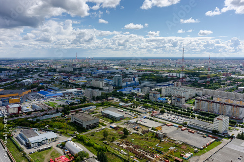 Residential districts with TV towers in Tyumen