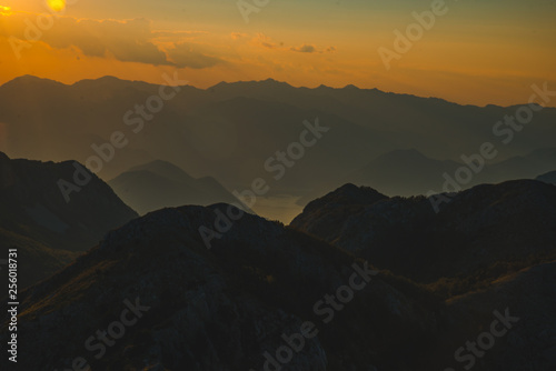 panoramic view of lovcen national park in montenegro on sunset © phpetrunina14