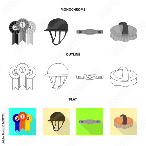 Vector illustration of equipment and riding icon. Collection of equipment and competition vector icon for stock.