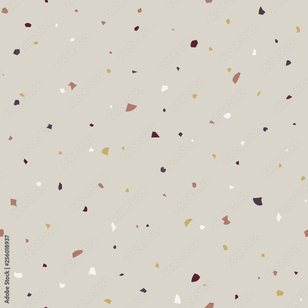 Abstract seamless pattern in terrazzo style. Vector design template for wallpaper, backdrop, fabric, etc.