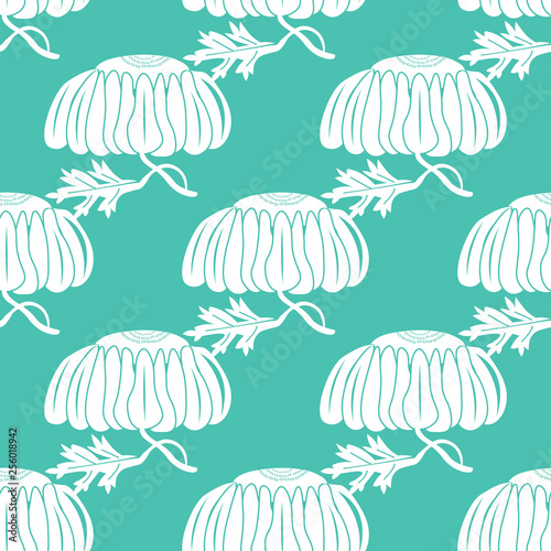 floral seamless pattern with flowers and leaves © Mykyta