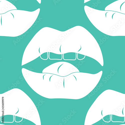 seamless abstract pattern with mouth, female lips, teeth, tongue