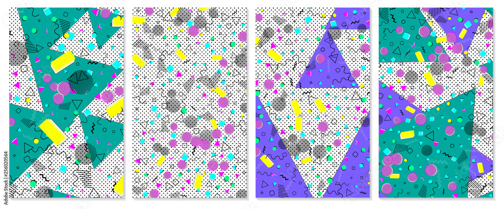 Set of memphis pattern. Pop art color background. Set of memphis pattern. Pop art color background.