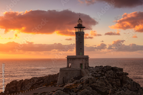 Punta Nariga Lighthouse in A Ruta dos Faros, Malpica, Galicia, Spain.