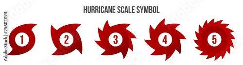 Creative vector illustration of hurricane scale indication icon symbol set isolated on transparent background. Art design vortex, typhoon, tornado funnel, wind storm. Abstract concept graphic element