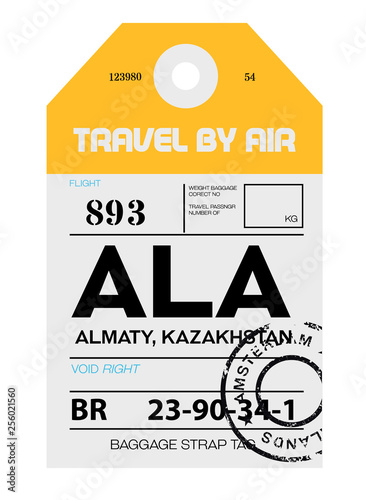 Almaty airport luggage tag