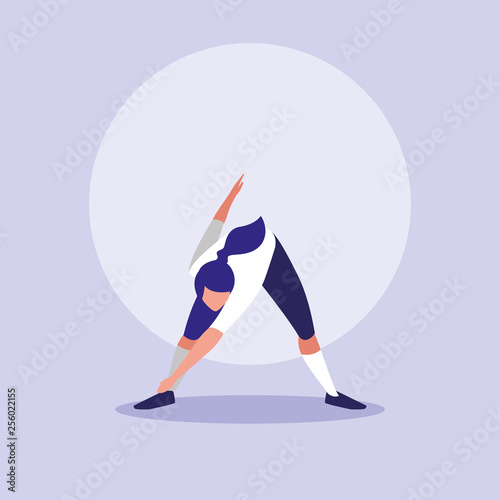 young woman performing exercise character