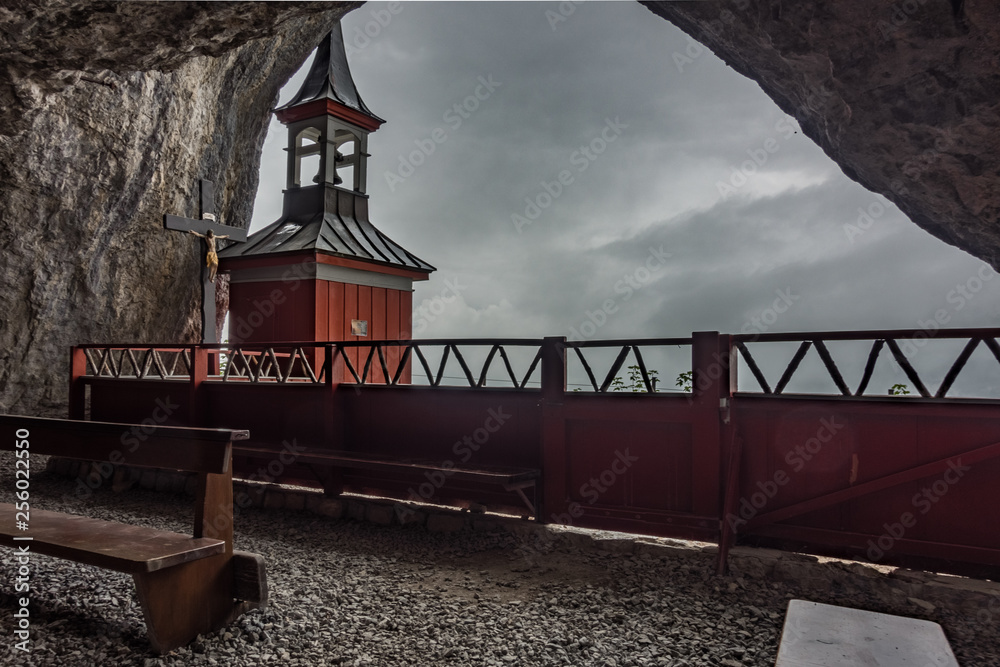 Wildkirchli, Church located in the mountains, Appenzell, Switzerland.