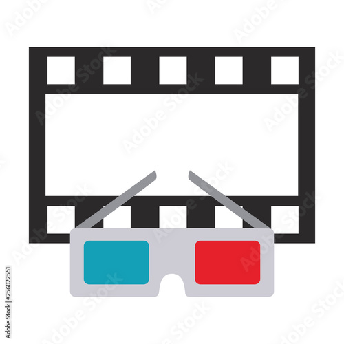 cinema glasses and movie tape isolated icon