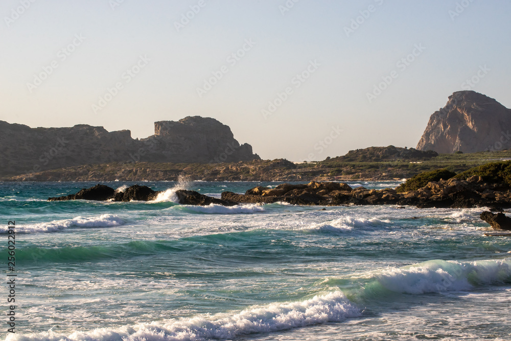 Waves on the beach of Falasarne, Greece, Crete Waves on the beach of Falasarne, Greece, Crete