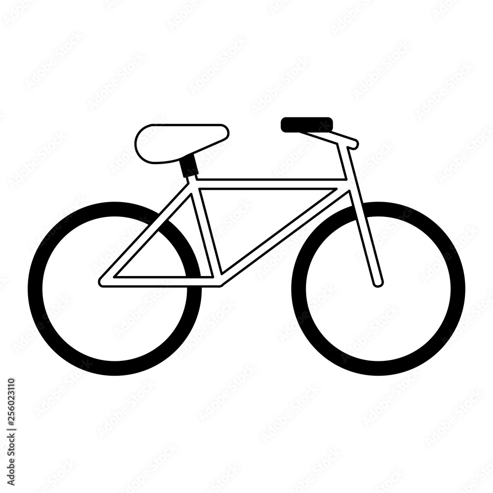 Bicycle sport vehicle symbol in black and white Bicycle sport vehicle symbol in black and white