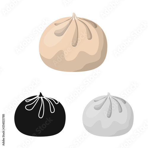 Vector design of baozi and khinkali  sign. Collection of baozi and breakfast  stock vector illustration.