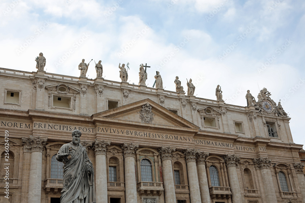 Basilica di San Pietro and the statue of the Saint in the Vatica